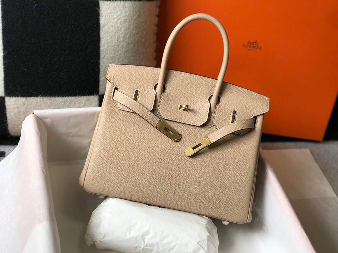 Hermes Birkin Designer Tote Bag Togo Leather 28347 Apricot - luxibagsmall