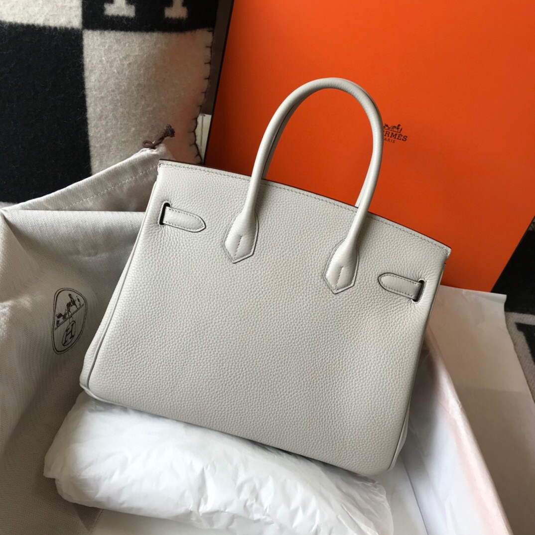 Hermes Birkin Designer Tote Bag Togo Leather 28348 White - luxibagsmall