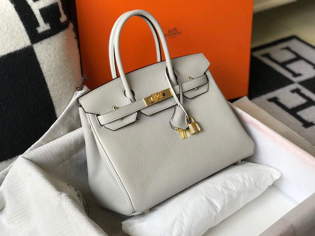 Hermes Birkin Designer Tote Bag Togo Leather 28348 White - luxibagsmall