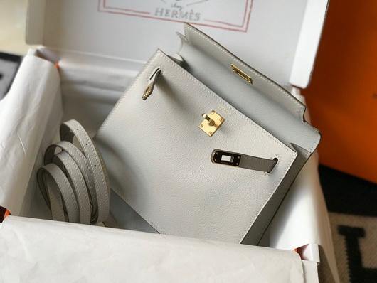 Hermes Kelly Danse 22cm Leather Bag 20360 Gray - luxibagsmall