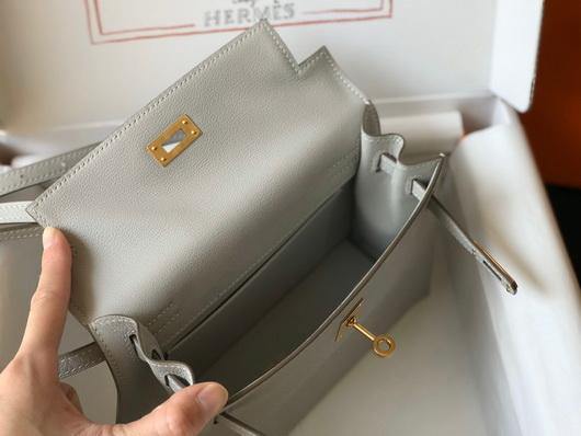 Hermes Kelly Danse 22cm Leather Bag 20360 Gray - luxibagsmall