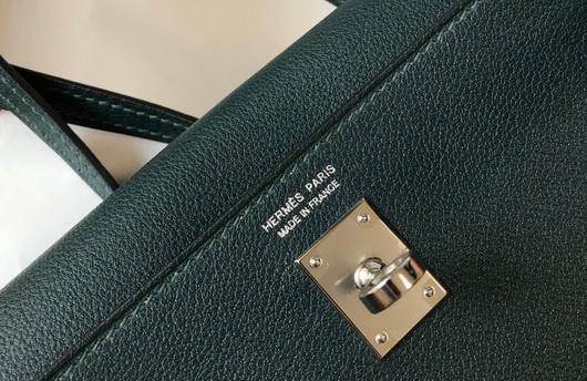 Hermes Kelly Danse 22cm Leather Bag 20354 Dark Green - luxibagsmall