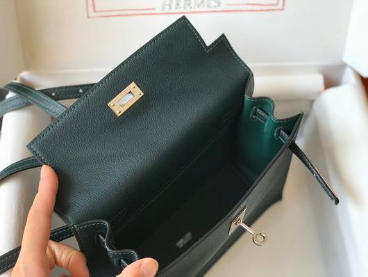 Hermes Kelly Danse 22cm Leather Bag 20354 Dark Green - luxibagsmall