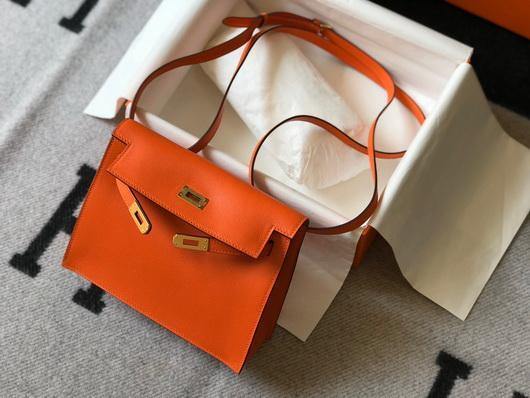 Hermes Kelly Danse 22cm Leather Bag 20355 Orange - luxibagsmall