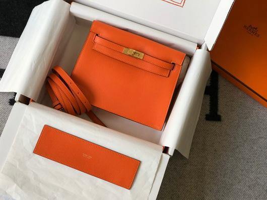 Hermes Kelly Danse 22cm Leather Bag 20355 Orange - luxibagsmall