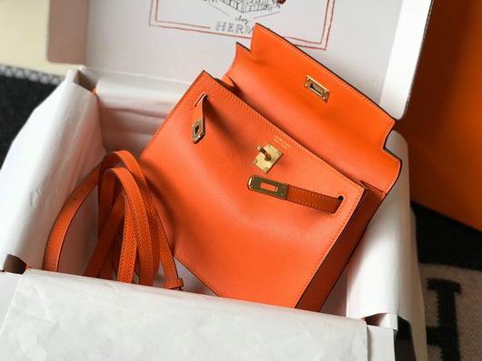 Hermes Kelly Danse 22cm Leather Bag 20355 Orange - luxibagsmall