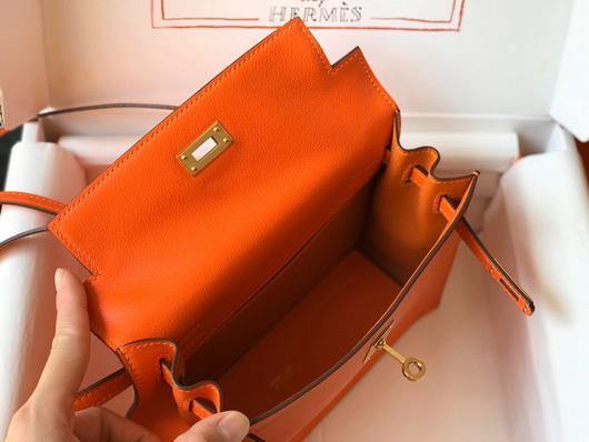 Hermes Kelly Danse 22cm Leather Bag 20355 Orange - luxibagsmall