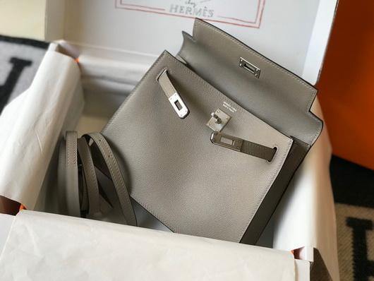 Hermes Kelly Danse 22cm Leather Bag 20356 Gray - luxibagsmall