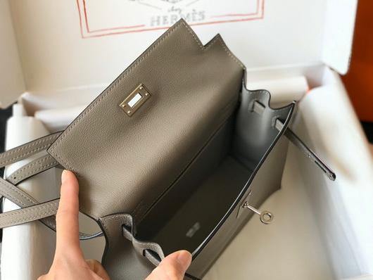 Hermes Kelly Danse 22cm Leather Bag 20356 Gray - luxibagsmall