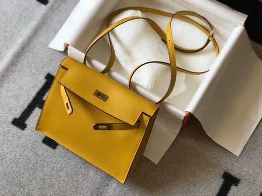 Hermes Kelly Danse 22cm Leather Bag 20357 Yellow - luxibagsmall