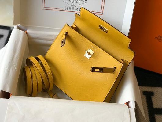 Hermes Kelly Danse 22cm Leather Bag 20357 Yellow - luxibagsmall