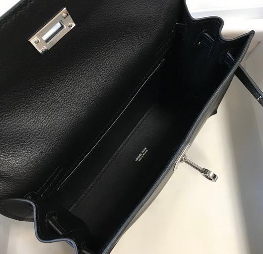 Hermes Kelly 22cm of Danse Leather Bag 20350 Black - luxibagsmall