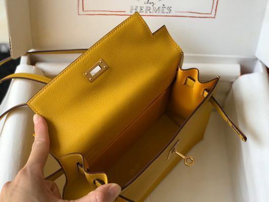 Hermes Kelly Danse 22cm Leather Bag 20357 Yellow - luxibagsmall