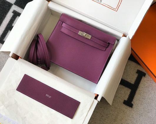 Hermes Kelly Danse 22cm Leather Bag 20358 Purple - luxibagsmall