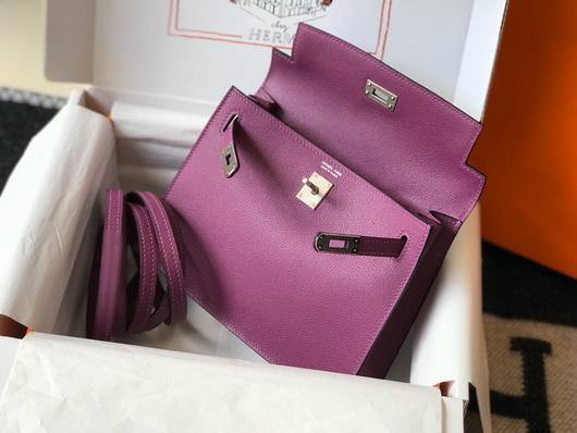 Hermes Kelly Danse 22cm Leather Bag 20358 Purple - luxibagsmall