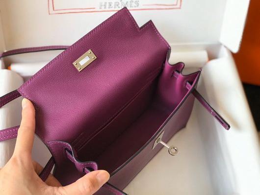 Hermes Kelly Danse 22cm Leather Bag 20358 Purple - luxibagsmall