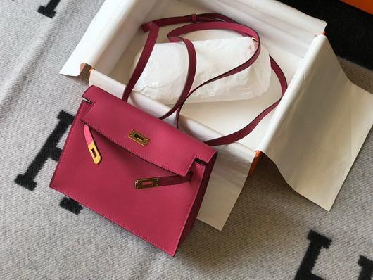 Hermes Kelly Danse 22cm Leather Bag 20351 Plum - luxibagsmall