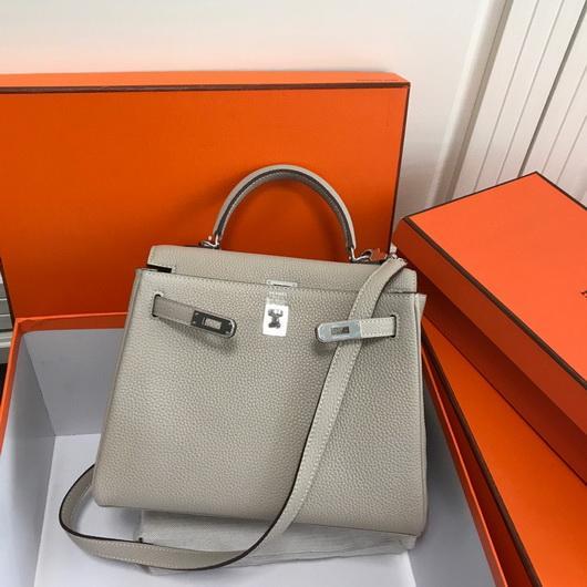 Hermes Kelly Danse 20308 Designer Tote Shoulder Strap Bag Gray - luxibagsmall