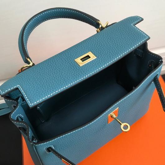 Hermes Kelly Danse 20310 Designer Tote Shoulder Strap Bag Blue - luxibagsmall