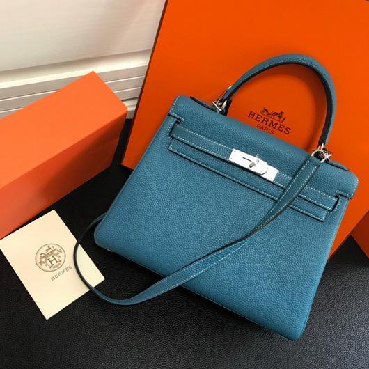 Hermes Kelly Danse 20310 Designer Tote Shoulder Strap Bag Blue - luxibagsmall