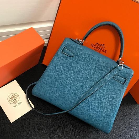 Hermes Kelly Danse 20310 Designer Tote Shoulder Strap Bag Blue - luxibagsmall