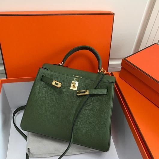 Hermes Kelly Danse 20311 Designer Tote Shoulder Strap Bag Green - luxibagsmall