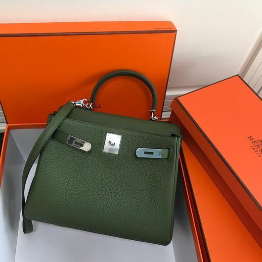 Hermes Kelly Danse 20311 Designer Tote Shoulder Strap Bag Green - luxibagsmall