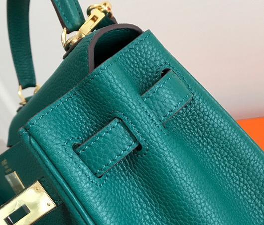 Hermes Kelly Danse 20312 Designer Tote Shoulder Strap Bag Dark Green - luxibagsmall