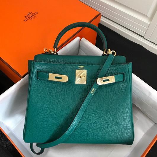 Hermes Kelly Danse 20312 Designer Tote Shoulder Strap Bag Dark Green - luxibagsmall