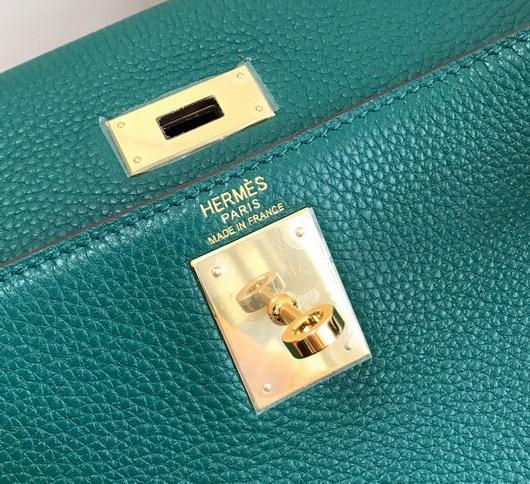 Hermes Kelly Danse 20312 Designer Tote Shoulder Strap Bag Dark Green - luxibagsmall