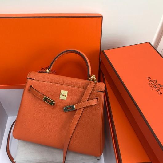 Hermes Kelly Danse 20313 Designer Tote Shoulder Strap Bag Orange - luxibagsmall