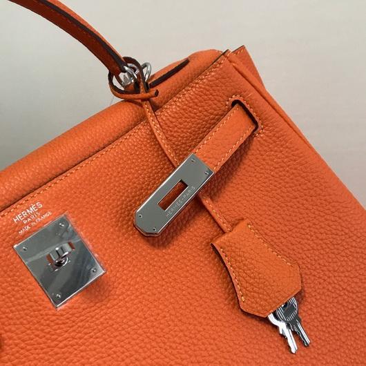 Hermes Kelly Danse 20313 Designer Tote Shoulder Strap Bag Orange - luxibagsmall