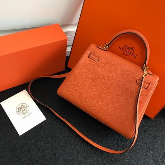 Hermes Kelly Danse 20313 Designer Tote Shoulder Strap Bag Orange - luxibagsmall