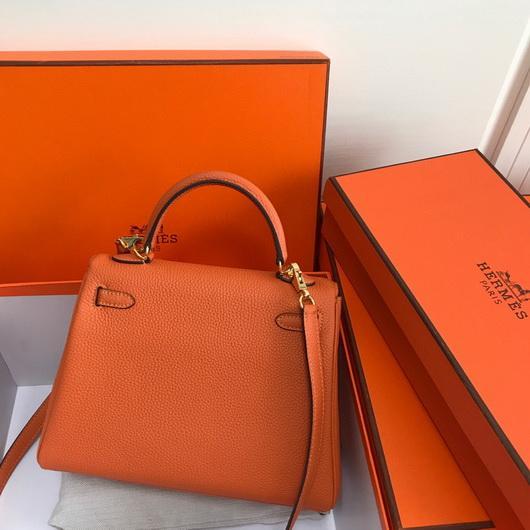 Hermes Kelly Danse 20313 Designer Tote Shoulder Strap Bag Orange - luxibagsmall