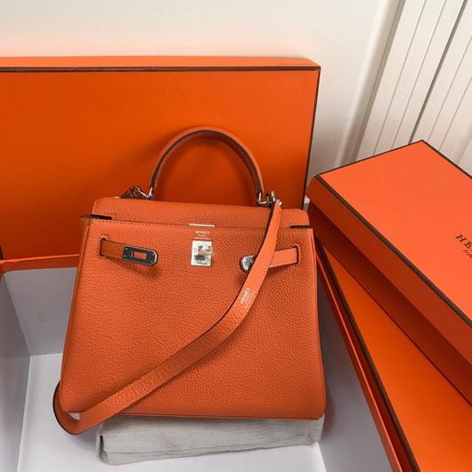 Hermes Kelly Danse 20313 Designer Tote Shoulder Strap Bag Orange - luxibagsmall