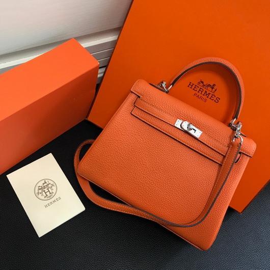 Hermes Kelly Danse 20313 Designer Tote Shoulder Strap Bag Orange - luxibagsmall