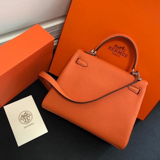 Hermes Kelly Danse 20313 Designer Tote Shoulder Strap Bag Orange - luxibagsmall