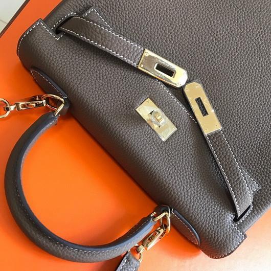 Hermes Kelly Danse 20317 Designer Tote Shoulder Strap Bag Dark Gray - luxibagsmall