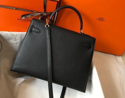 Hermes Sellier Kelly 28cm of Epsom Leather Bag 20330 Black - luxibagsmall