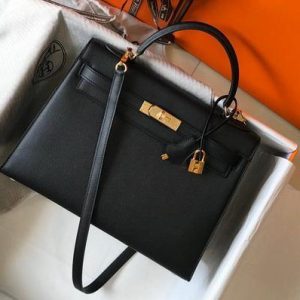 Hermes Sellier Kelly 28cm of Epsom Leather Bag 20330 Black - luxibagsmall