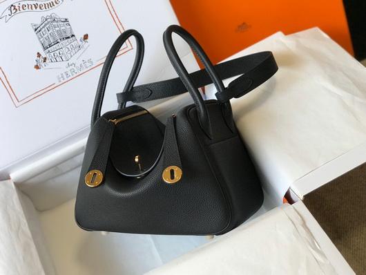 Hermes Lindy 26cm Designer Tote Shoulder Bags Black - luxibagsmall