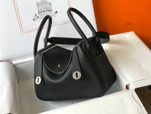 Hermes Lindy 26cm Designer Tote Shoulder Bags Black - luxibagsmall