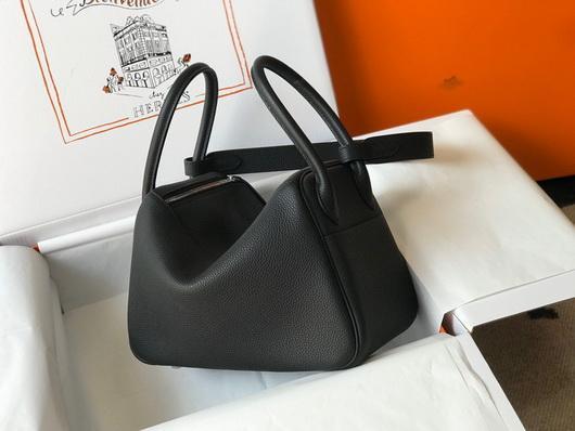 Hermes Lindy 26cm Designer Tote Shoulder Bags Black - luxibagsmall