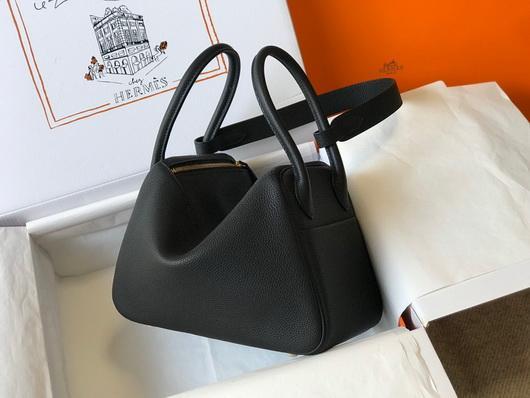 Hermes Lindy 26cm Designer Tote Shoulder Bags Black - luxibagsmall