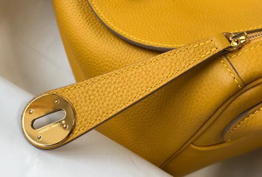 Hermes Lindy 26cm Designer Tote Shoulder Bags Yellow Gold - luxibagsmall