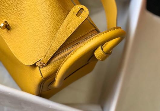 Hermes Lindy 26cm Designer Tote Shoulder Bags Yellow Gold - luxibagsmall