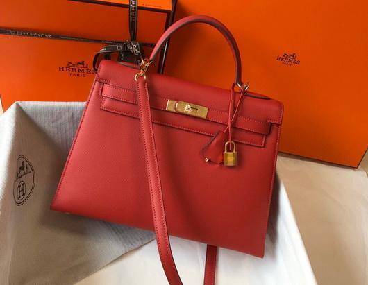 Hermes Sellier Kelly 28cm of Epsom Leather Bag 20332 Red - luxibagsmall