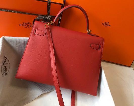 Hermes Sellier Kelly 28cm of Epsom Leather Bag 20332 Red - luxibagsmall