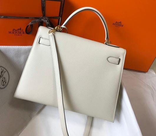 Hermes Sellier Kelly 28cm of Epsom Leather Bag 20333 White - luxibagsmall