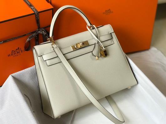 Hermes Sellier Kelly 28cm of Epsom Leather Bag 20333 White - luxibagsmall